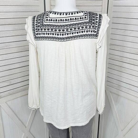 Fat Face Martha Embroidered Slub Knit Shirt Cream 12 Long Sleeve - Picture 4 of 13